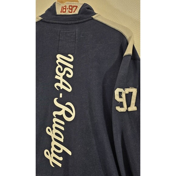 Vintage 90s Rugby USA Starter Jacket Varsity Letterman Patches Zip Navy Blue 2XL - Picture 6 of 16